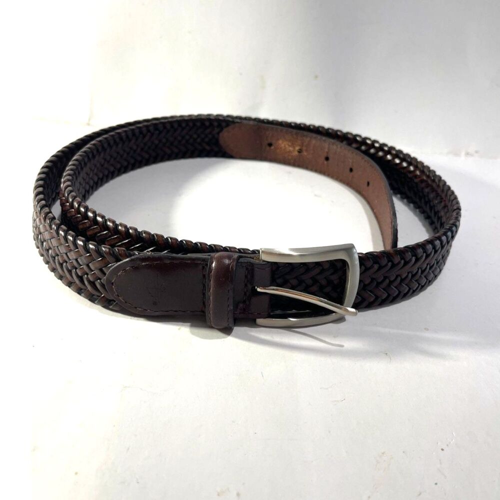 Dockers genuine leader belt braided classic brown dark accademia casual men 44